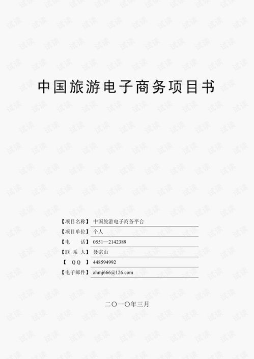 中國旅游電子商務(wù)項(xiàng)目計(jì)劃書